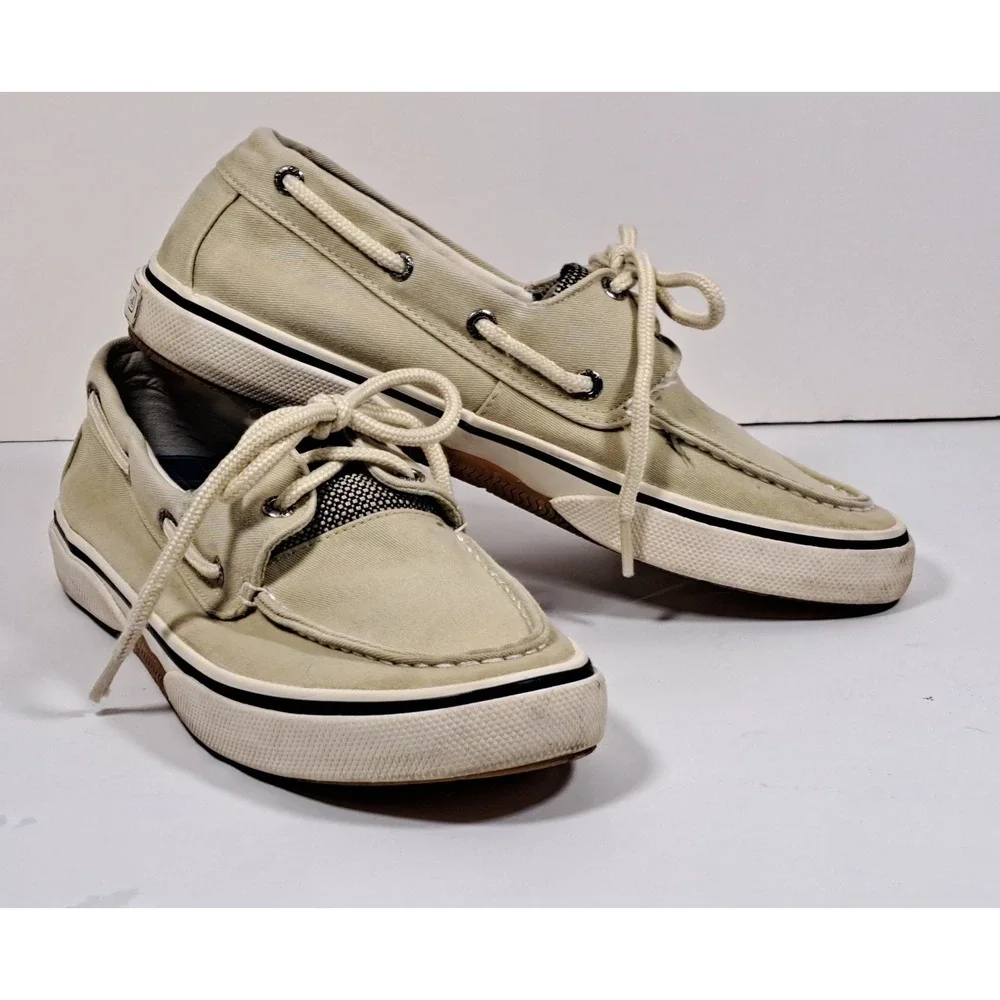 Sperry Top‎ Siders Men's Halyard 2-Eye Boat Shoes Tan Beige Size 8M